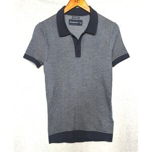 Abercrombie Fitch Featherweight Polo Shirt Men S Navy White Stripe Retro Cool